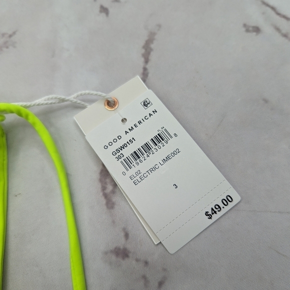 Good American Swim Bottom Women Electric Green Tiny Ties Bikini Neon - Picture 4 of 11